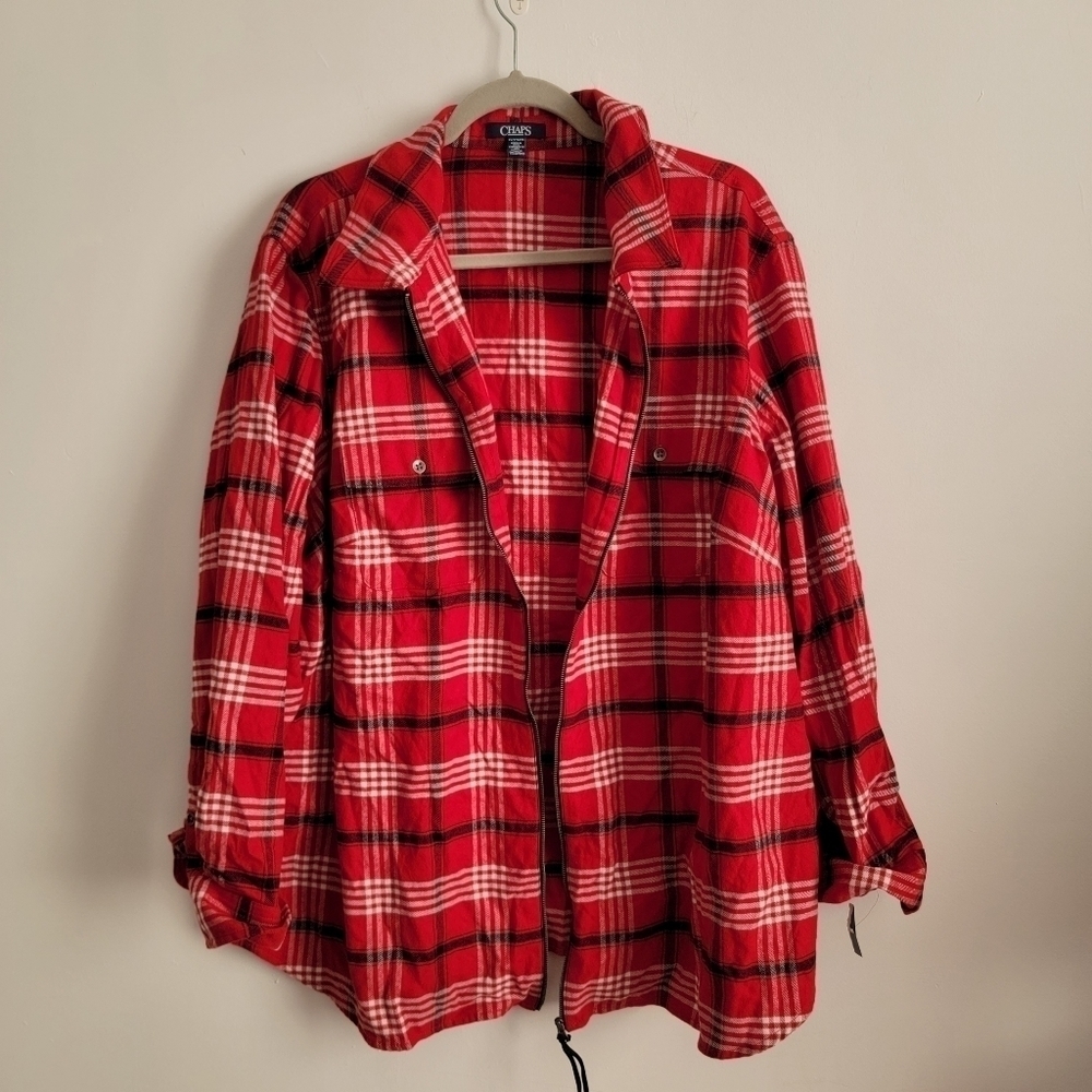 CHAPS 2X red Flannel Long sleeve